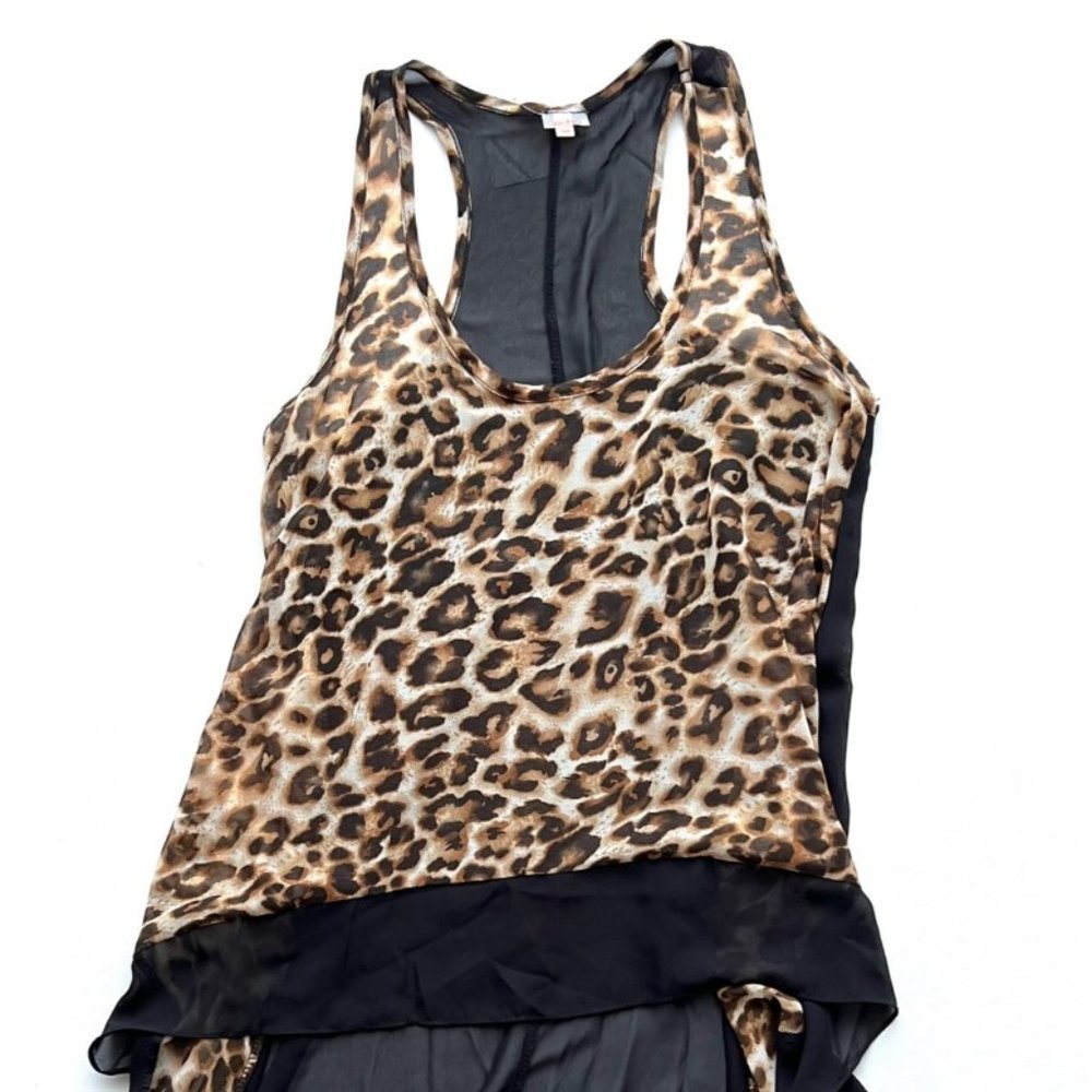 ECHO Beach  Cover Hi-Lo Hem Top Leopard Black ( S )